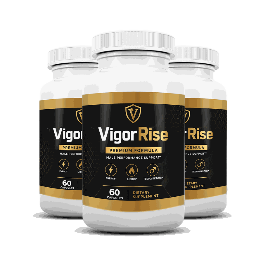 Vigor Rise male performance support, three bottles, 60 capsules each